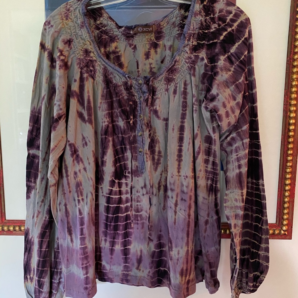 XCVI, tye dyed peasant tee, 100% cotton